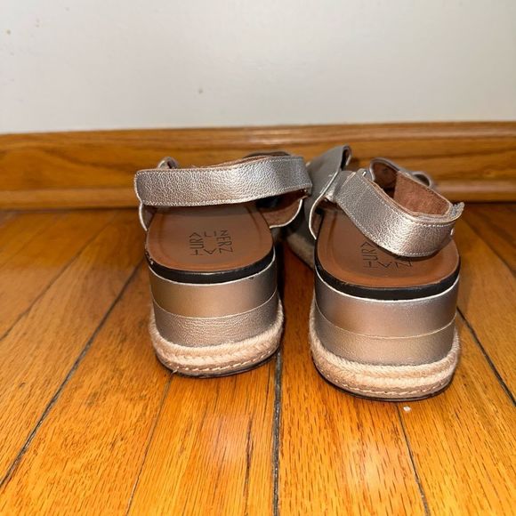 Naturalizer Baya Platform Silver Sandals Metallic Espadrille Wedge Size 12 M - Picture 7 of 10